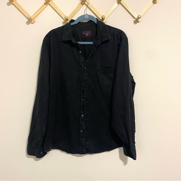 UNTUCKit Dark Navy Blue Linen Button Up Shirt size Large - Picture 1 of 9